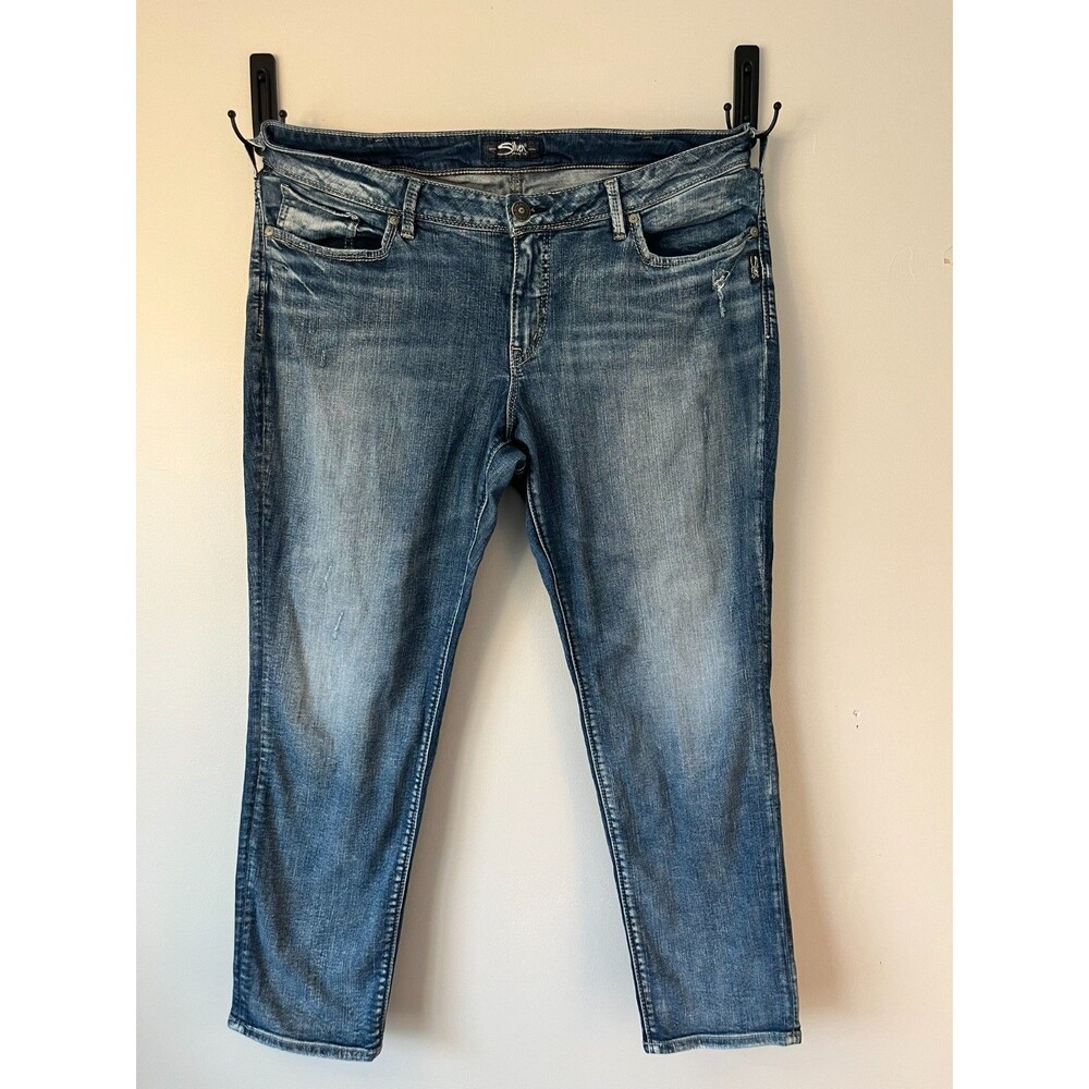 Silver Jeans Co. Sam Relaxed Fit Mid Rise Jeans Women’s Size 18 L27 Dark/Medium - Picture 3 of 7